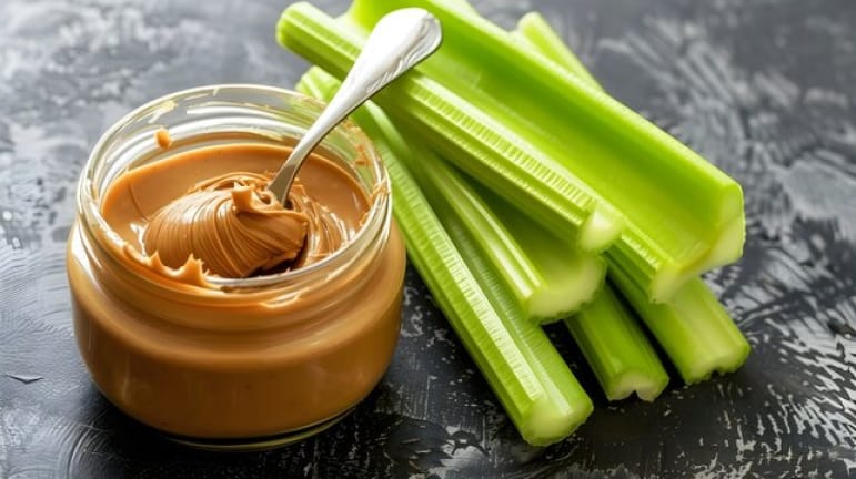 Top 10 Healthy Snacks for Weight Loss 9 peanut butter with celery sticks